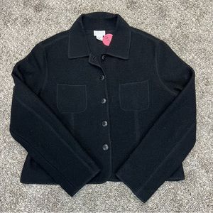Willi smith jacket womens large black 100% wool button front blazer heavyweight